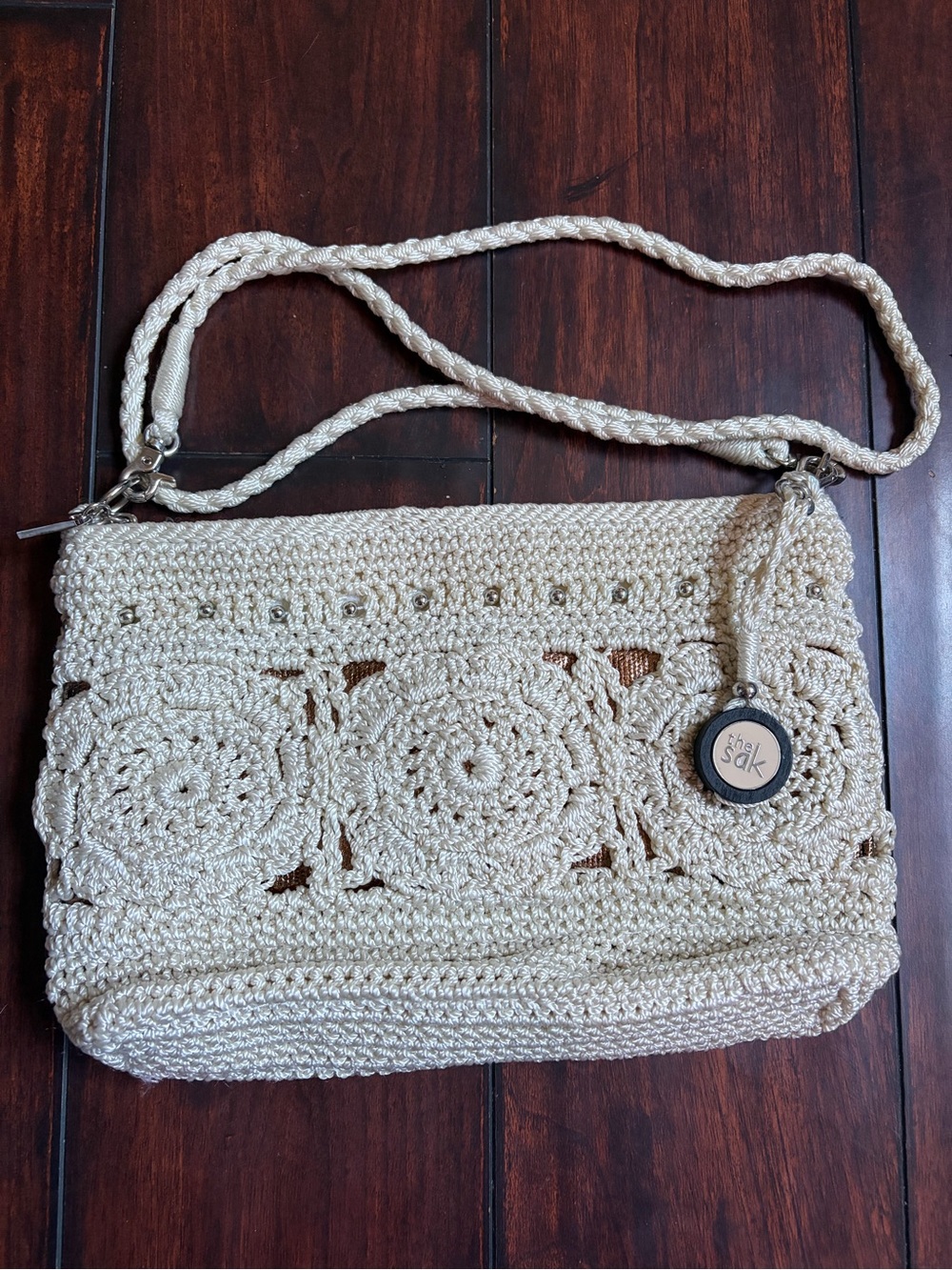 The Sak Crochet Crossbody Bag in Cream